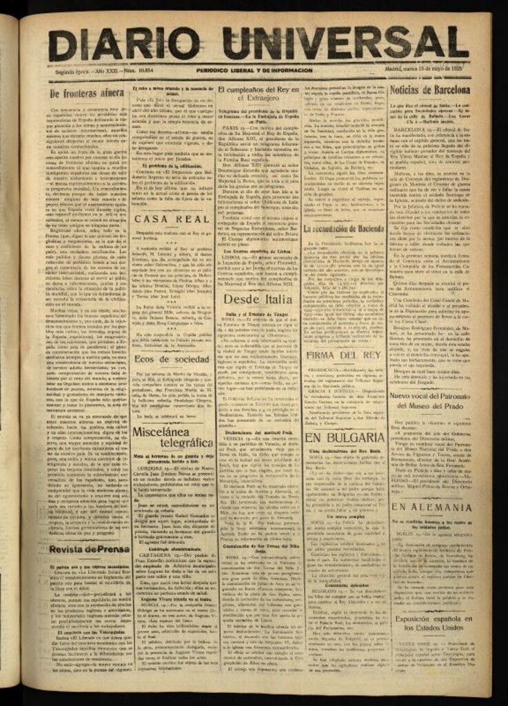Miniatura de Diario Universal del 19 de mayo de 1925