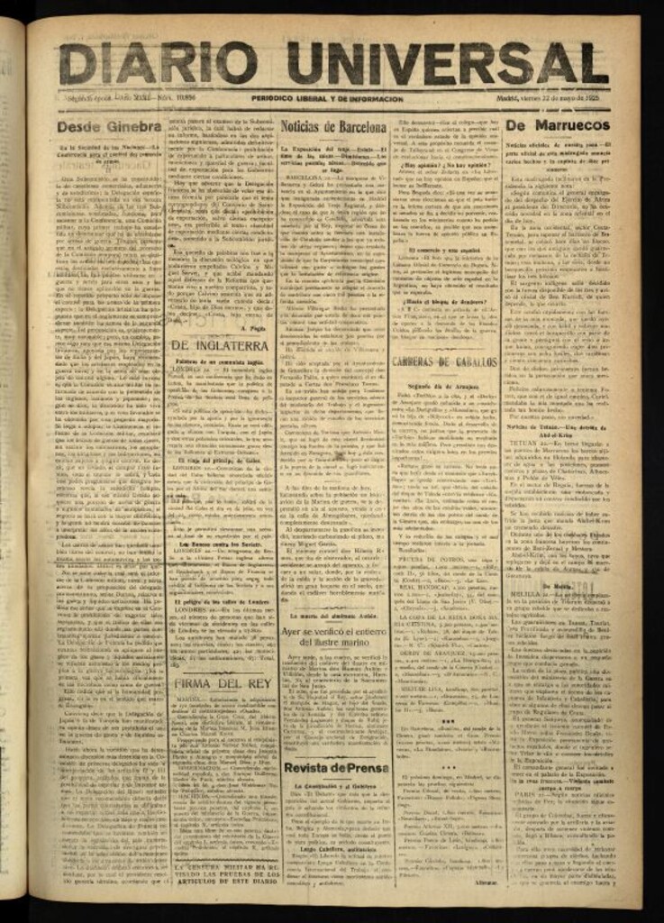 Miniatura de Diario Universal del 22 de mayo de 1925