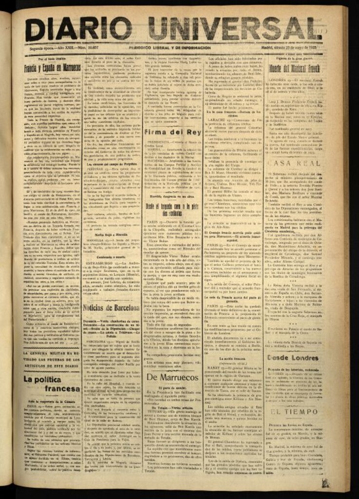 Miniatura de Diario Universal del 23 de mayo de 1925