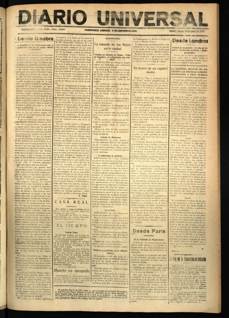 Miniatura de Diario Universal del 30 de mayo de 1925