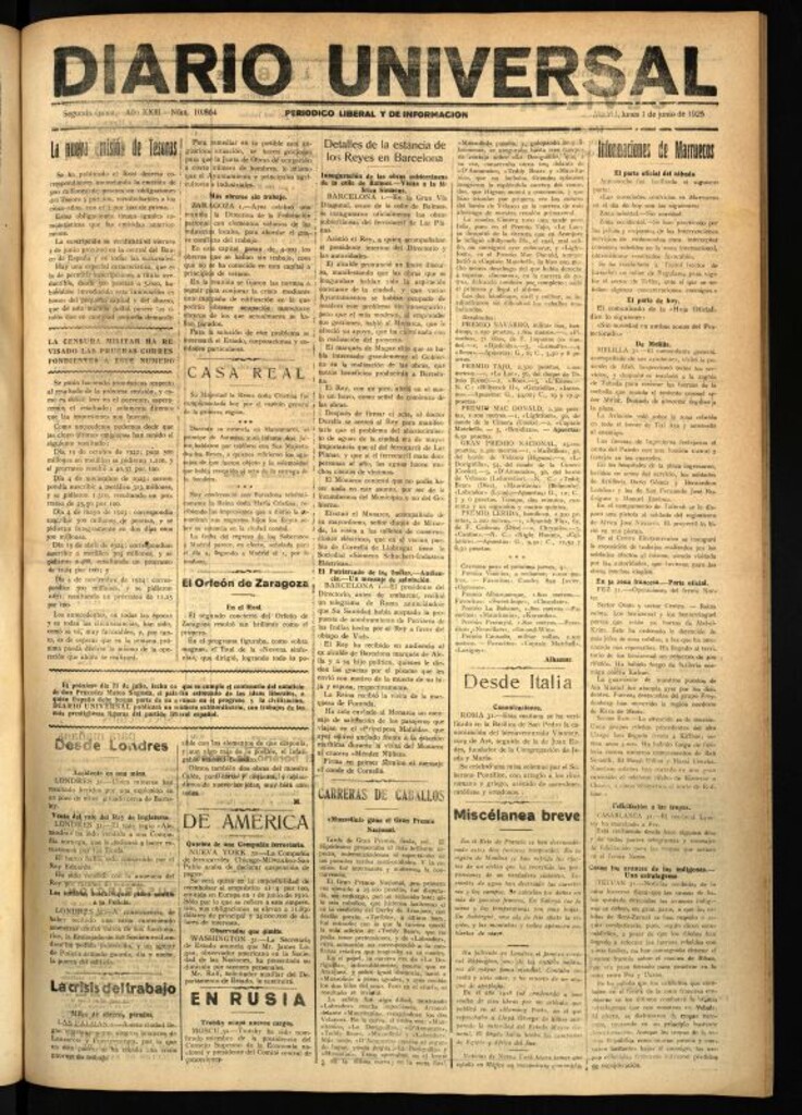 Miniatura de Diario Universal del 1 de junio de 1925