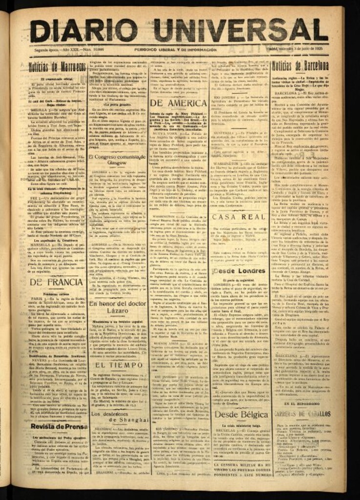 Miniatura de Diario Universal del 3 de junio de 1925