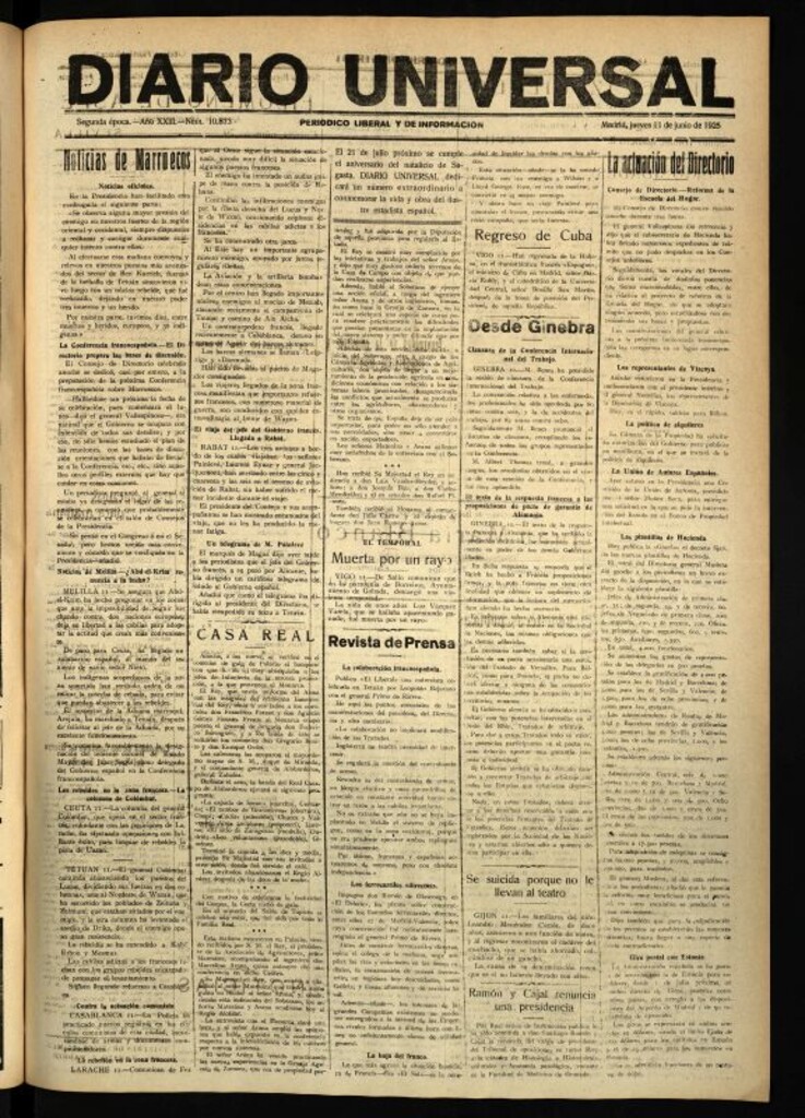 Miniatura de Diario Universal del 11 de junio de 1925