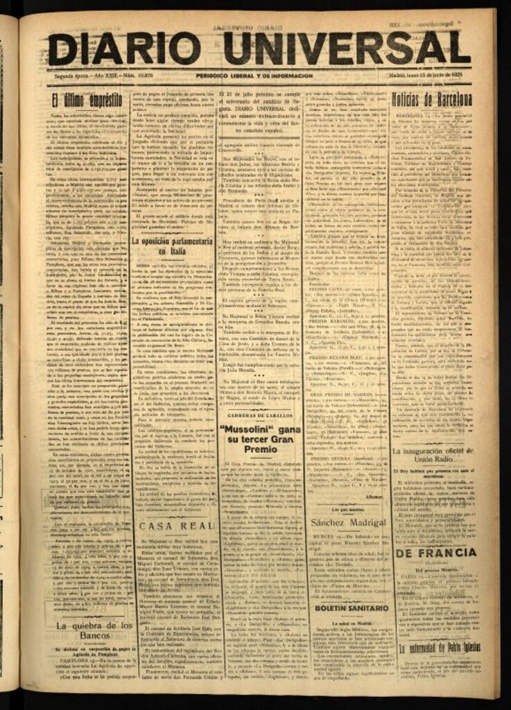 Miniatura de Diario Universal del 15 de junio de 1925