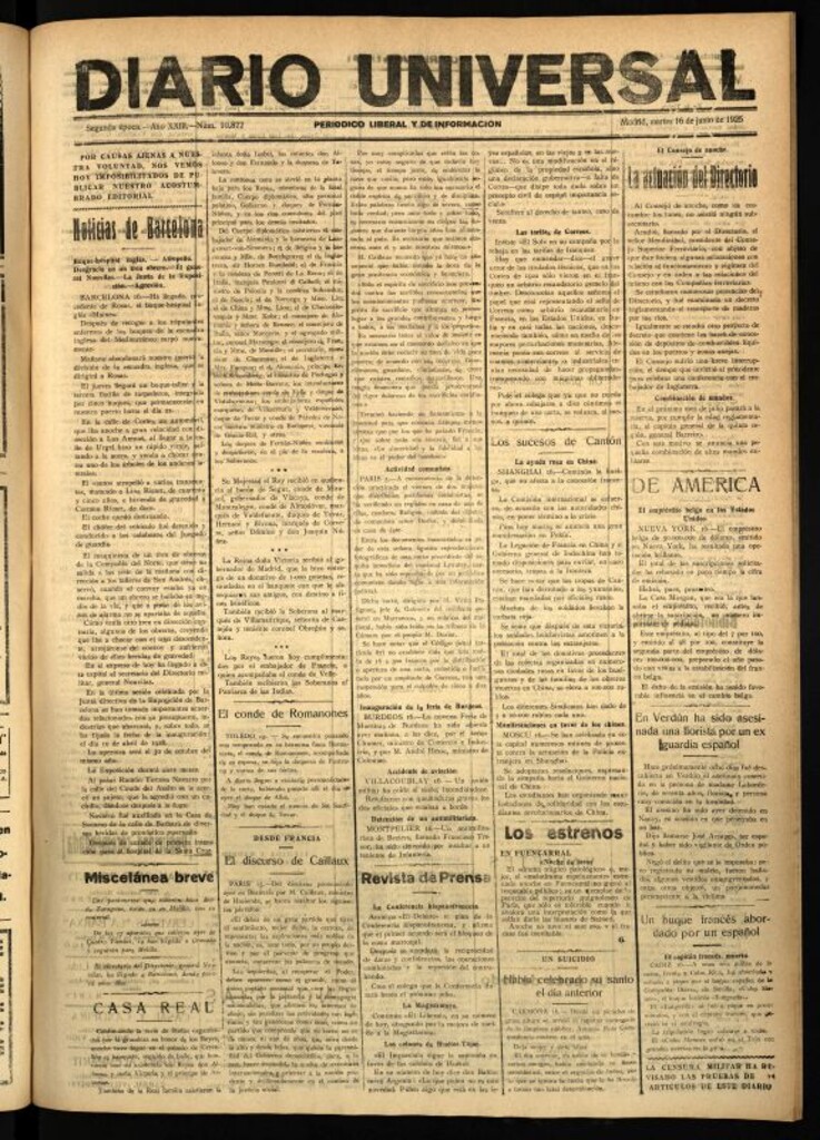 Miniatura de Diario Universal del 16 de junio de 1925