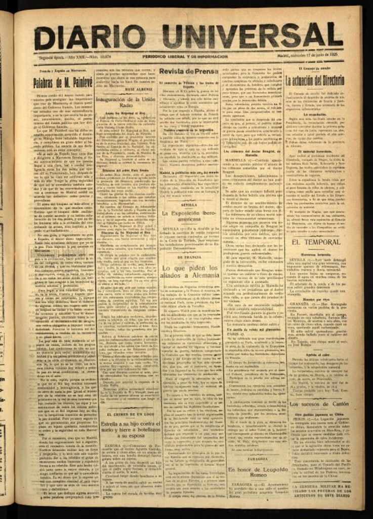 Miniatura de Diario Universal del 17 de junio de 1925