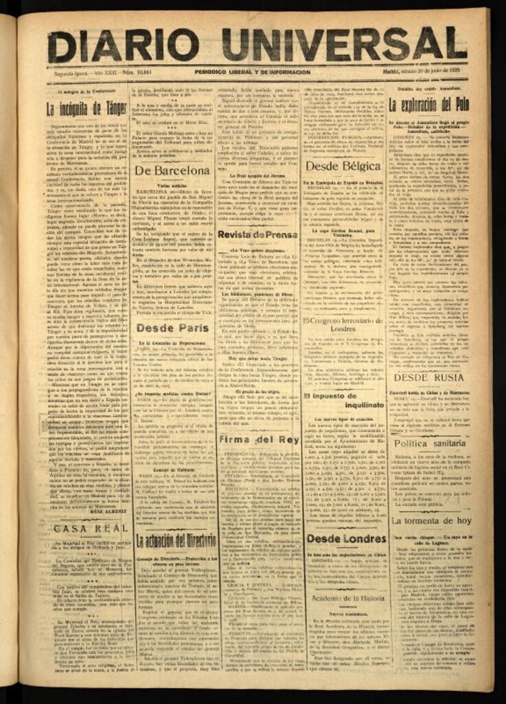 Miniatura de Diario Universal del 20 de junio de 1925