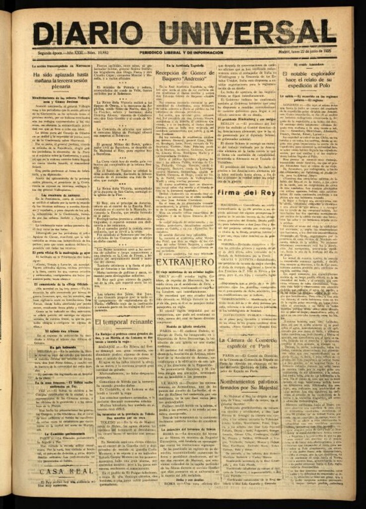 Miniatura de Diario Universal del 22 de junio de 1925