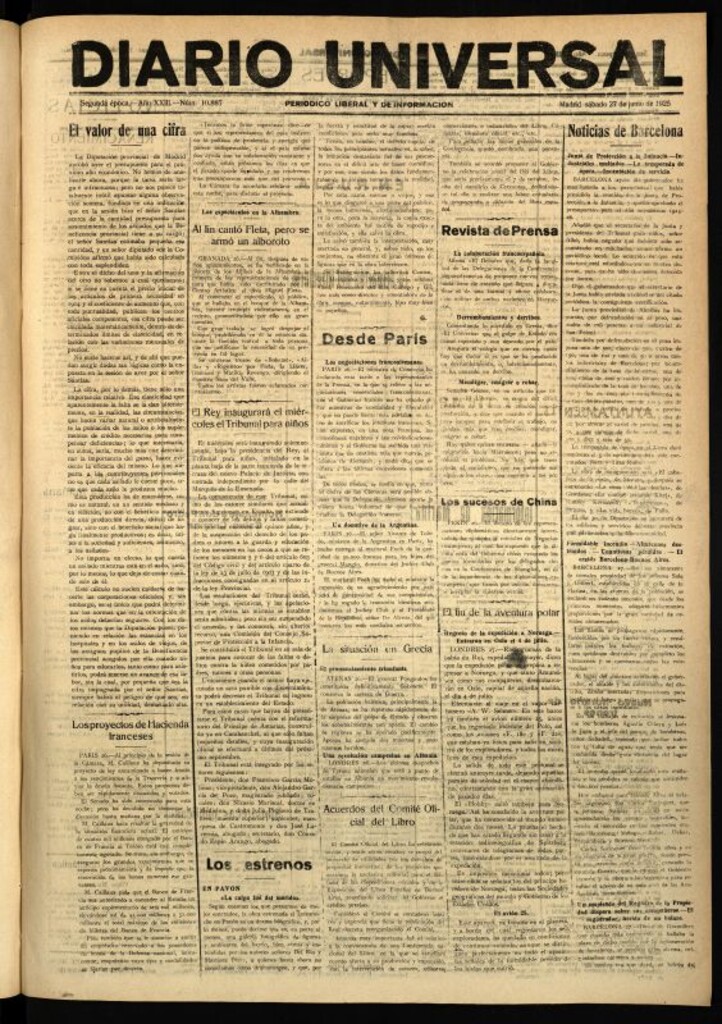 Miniatura de Diario Universal del 27 de junio de 1925