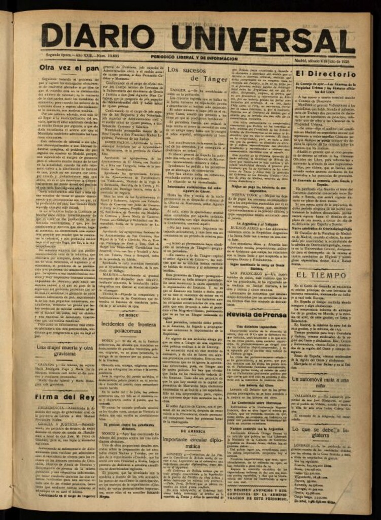 Miniatura de Diario Universal del 4 de julio de 1925