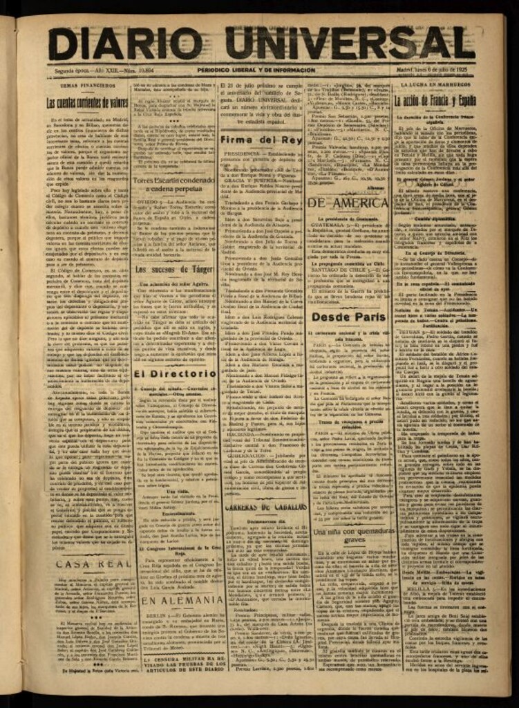 Miniatura de Diario Universal del 6 de julio de 1925
