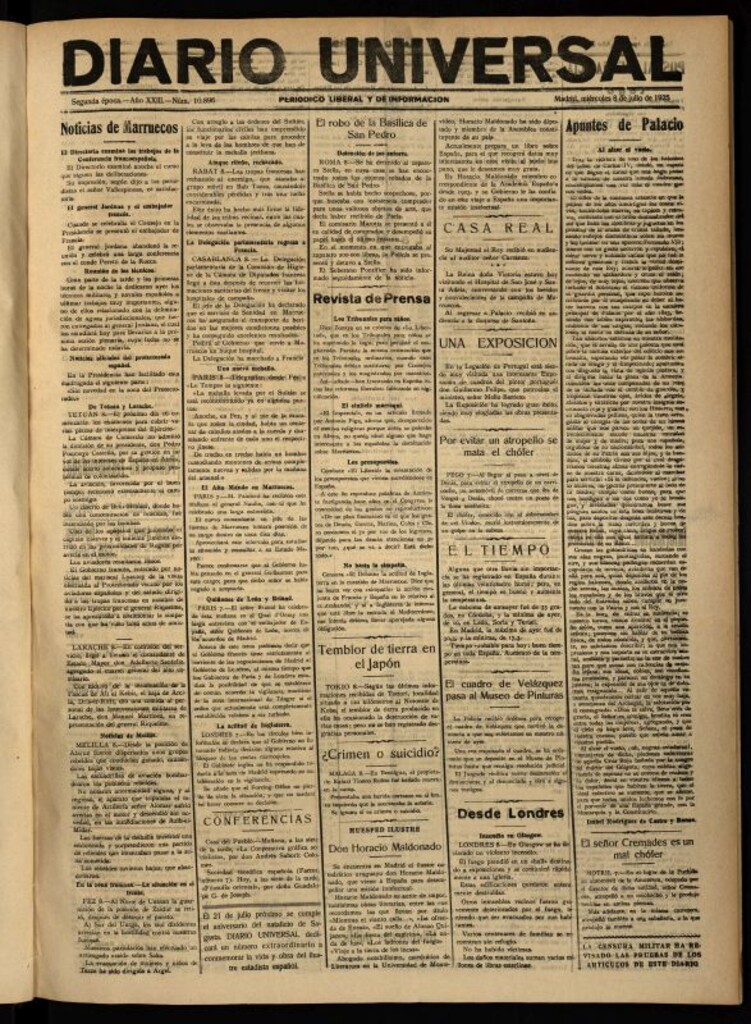 Miniatura de Diario Universal del 8 de julio de 1925