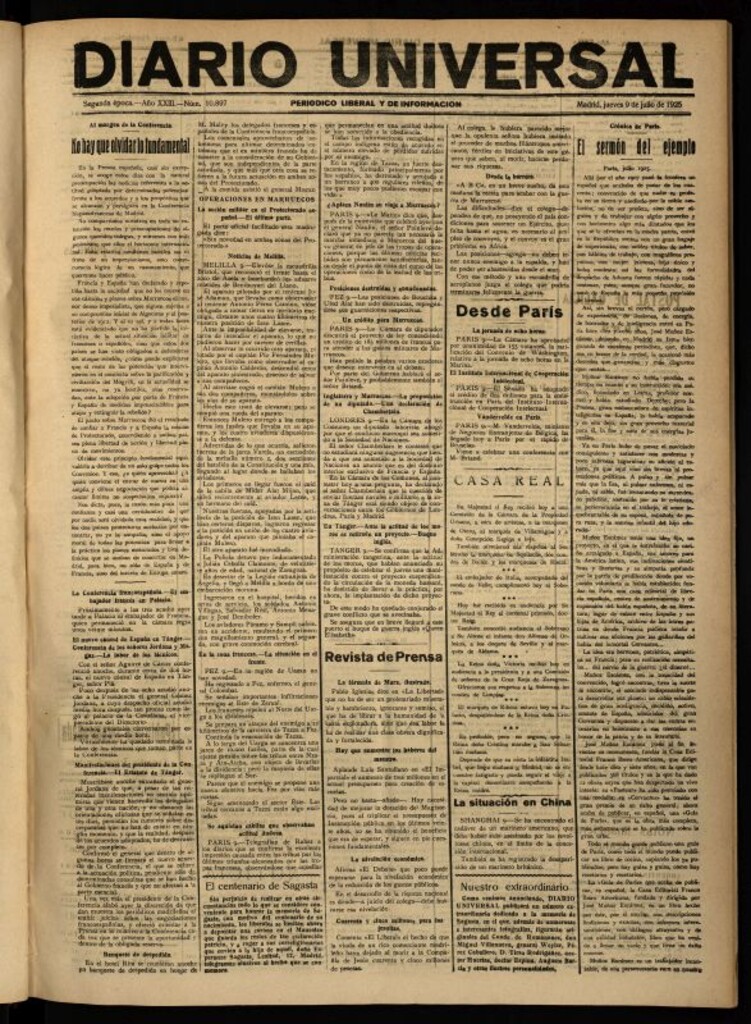 Miniatura de Diario Universal del 9 de julio de 1925