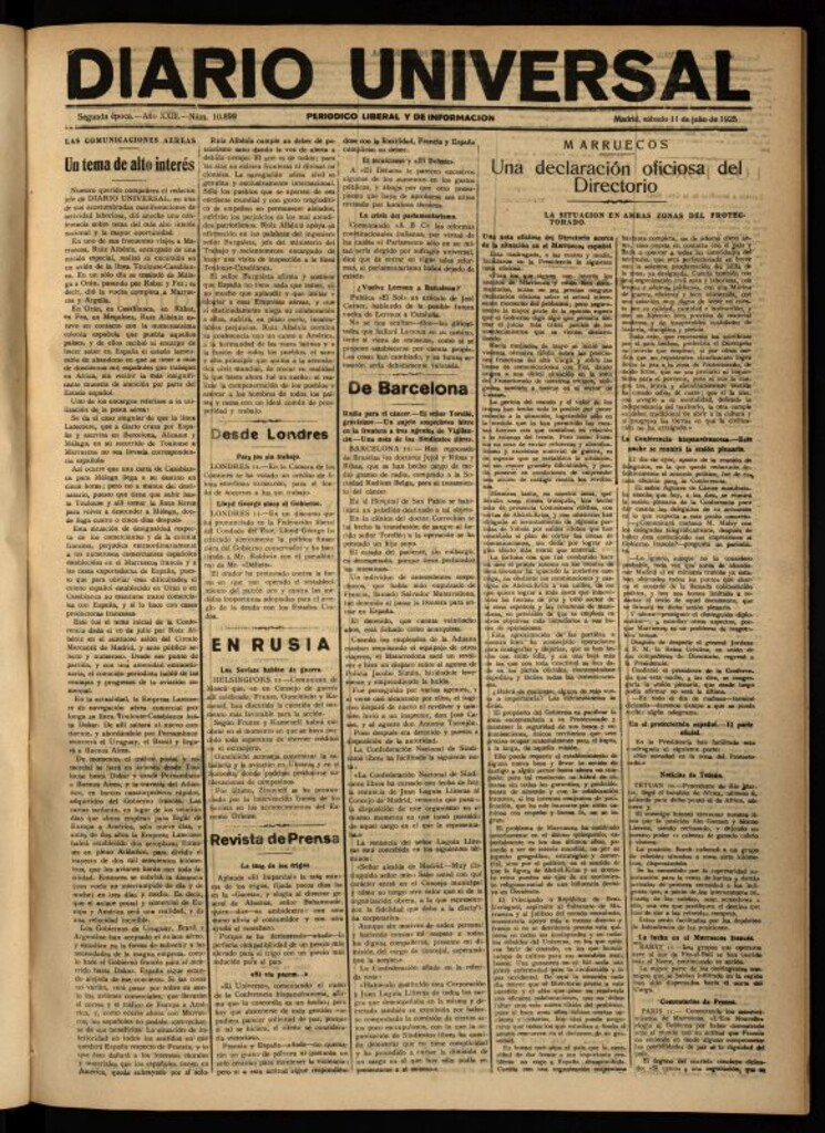 Miniatura de Diario Universal del 11 de julio de 1925