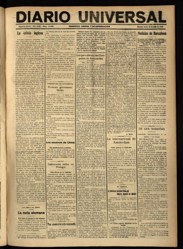 Miniatura de Diario Universal del 20 de julio de 1925
