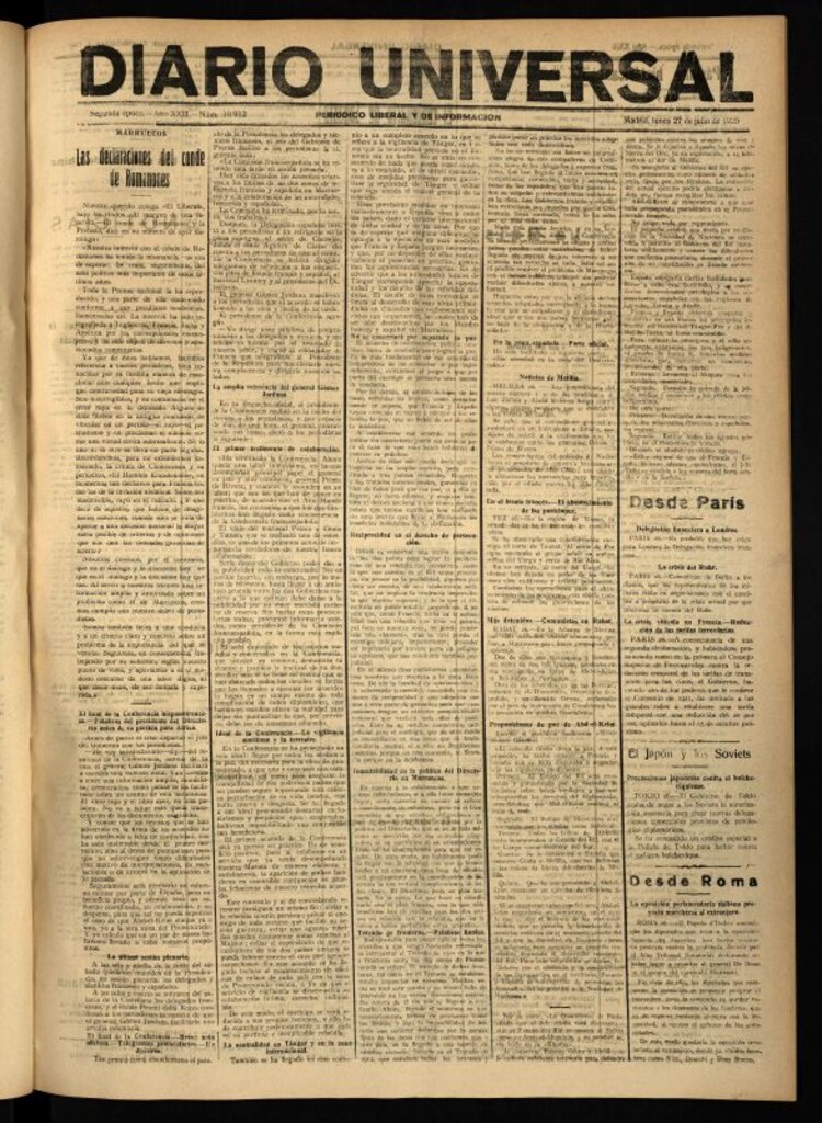 Miniatura de Diario Universal del 27 de julio de 1925
