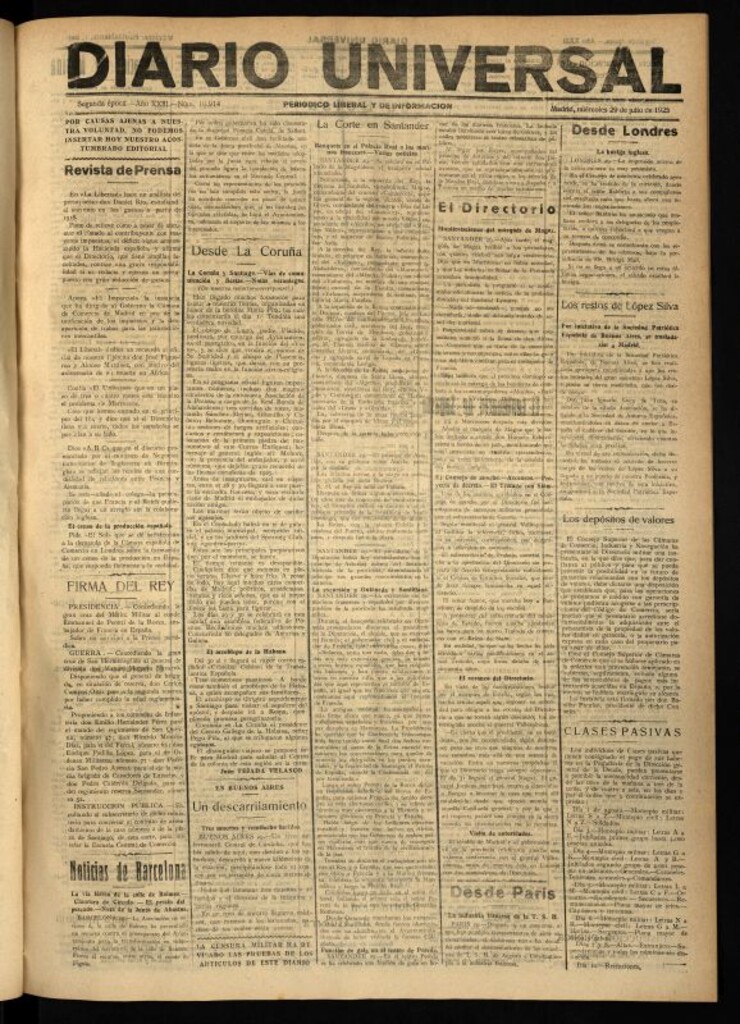 Miniatura de Diario Universal del 29 de julio de 1925