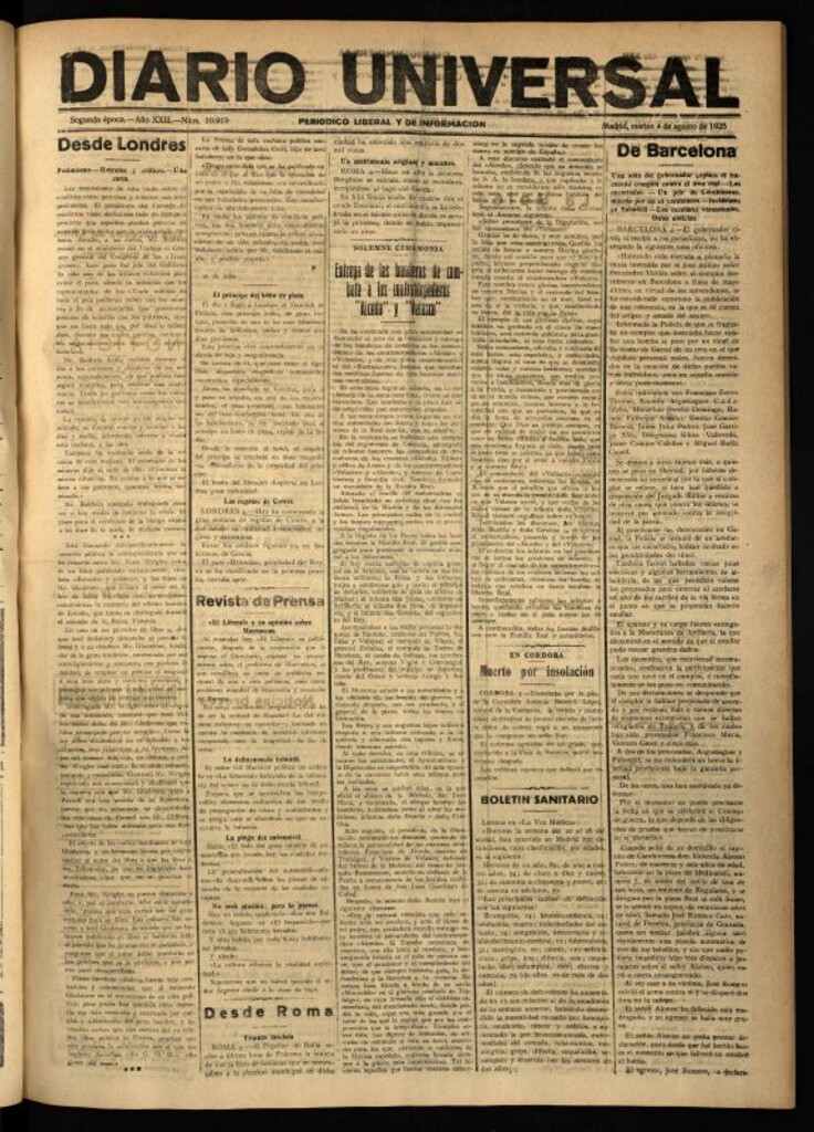 Miniatura de Diario Universal del 4 de agosto de 1925