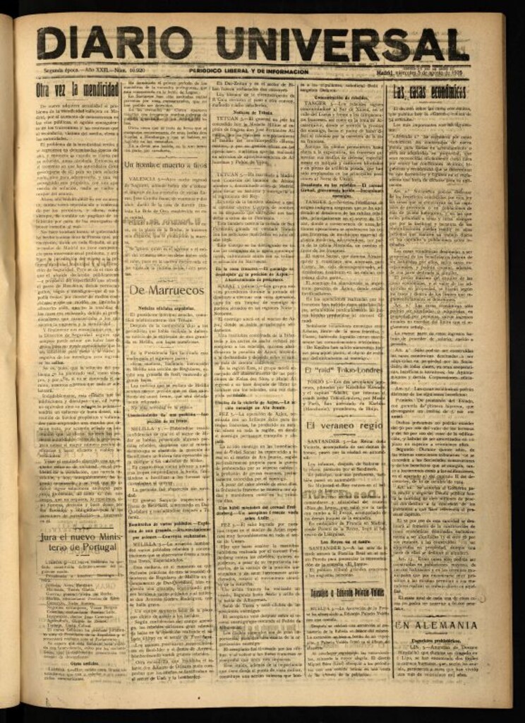 Miniatura de Diario Universal del 5 de agosto de 1925
