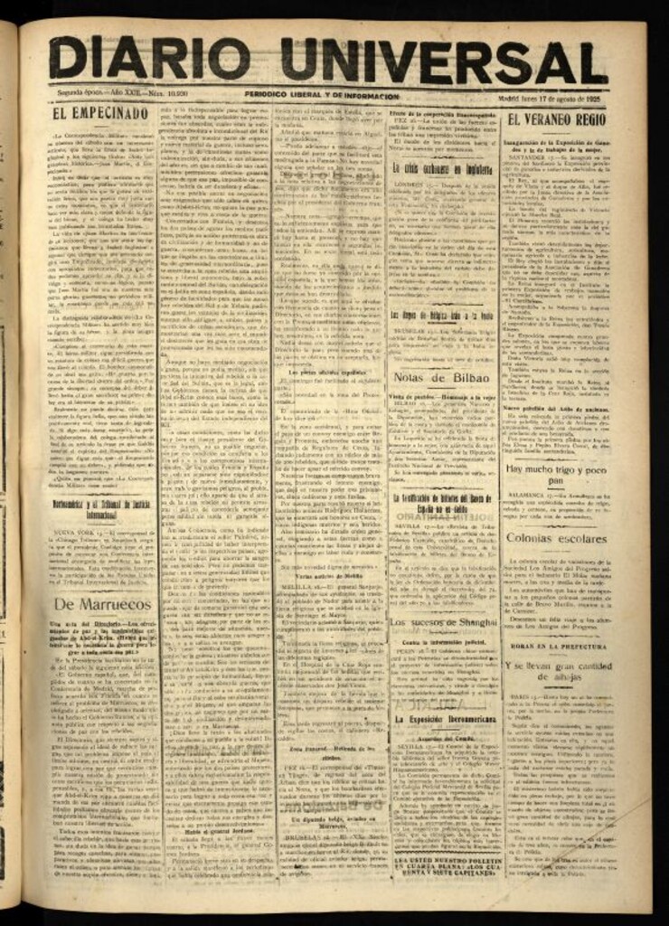 Miniatura de Diario Universal del 17 de agosto de 1925