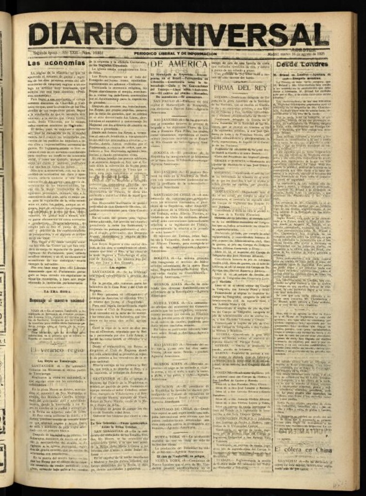 Miniatura de Diario Universal del 18 de agosto de 1925