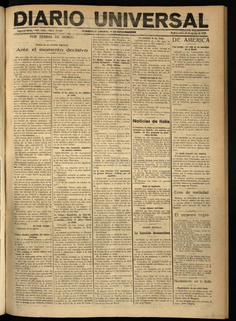 Miniatura de Diario Universal del 24 de agosto de 1925