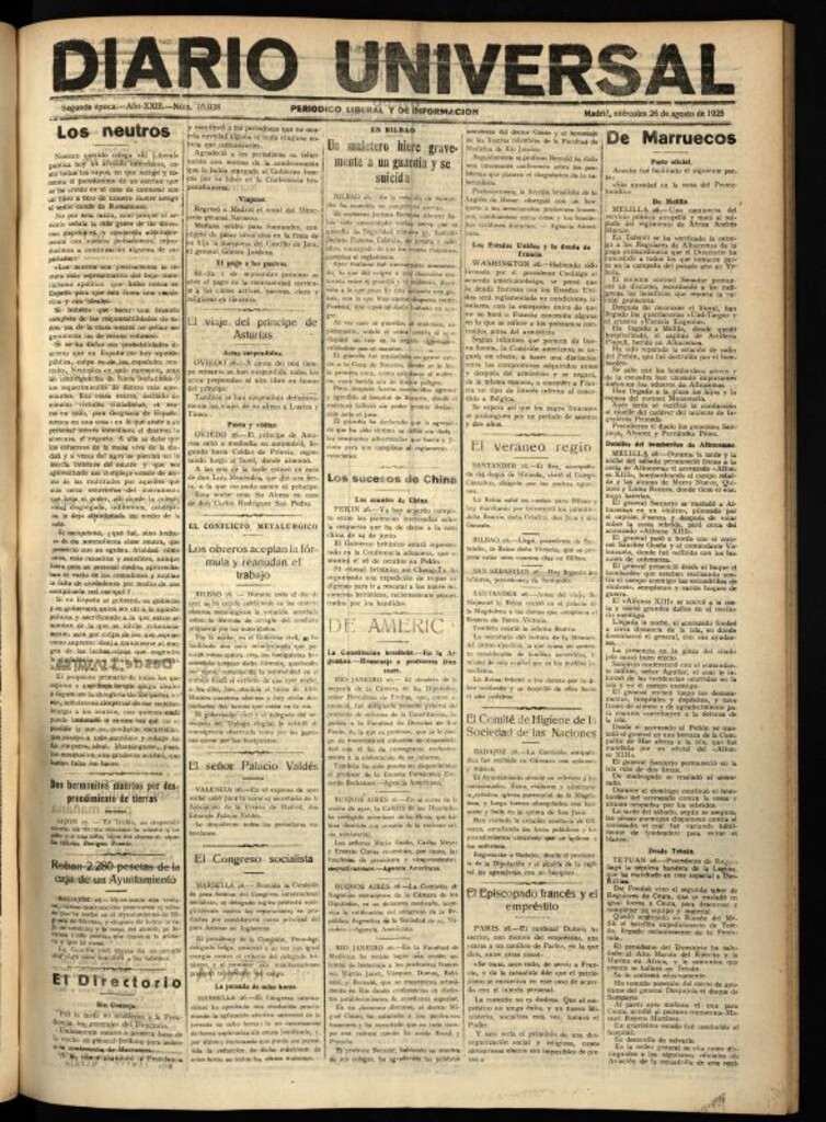 Miniatura de Diario Universal del 26 de agosto de 1925
