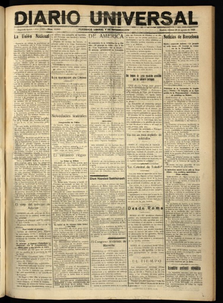 Miniatura de Diario Universal del 28 de agosto de 1925