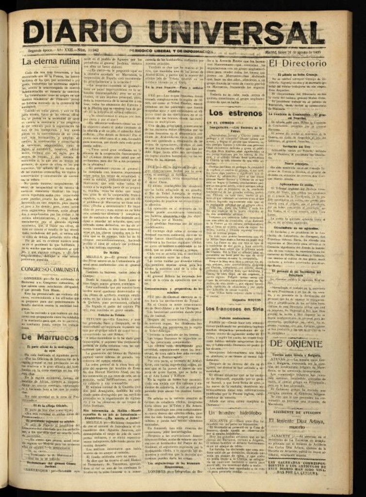 Miniatura de Diario Universal del 31 de agosto de 1925