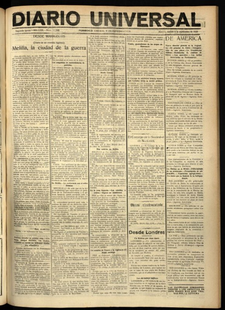 Miniatura de Diario Universal del 4 de septiembre de 1925