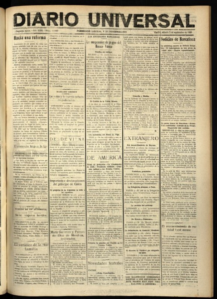 Miniatura de Diario Universal del 5 de septiembre de 1925