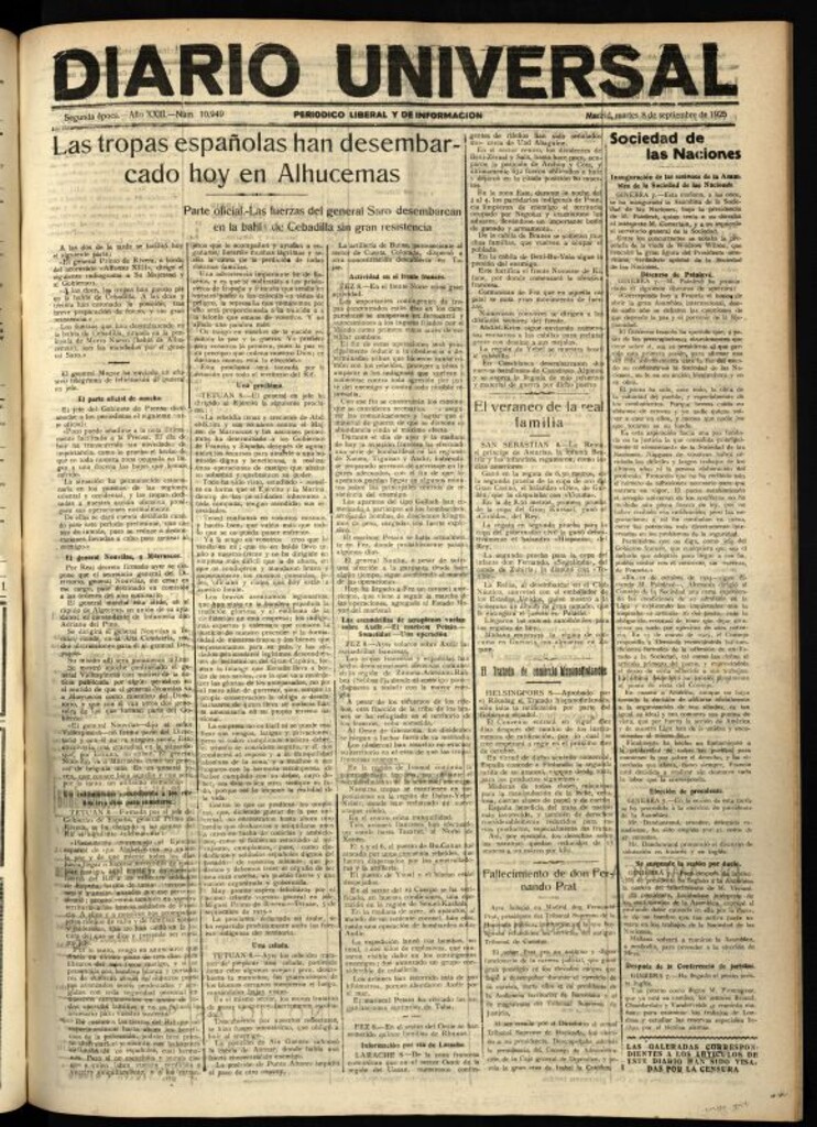 Miniatura de Diario Universal del 8 de septiembre de 1925