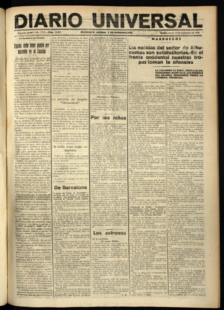Miniatura de Diario Universal del 10 de septiembre de 1925