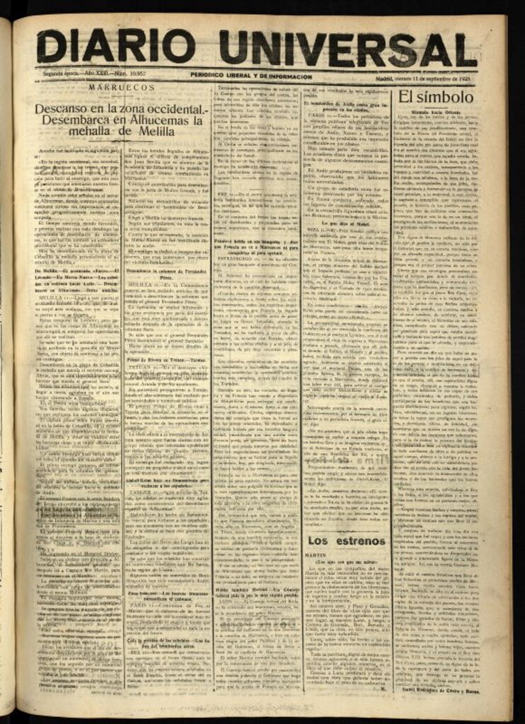 Miniatura de Diario Universal del 11 de septiembre de 1925