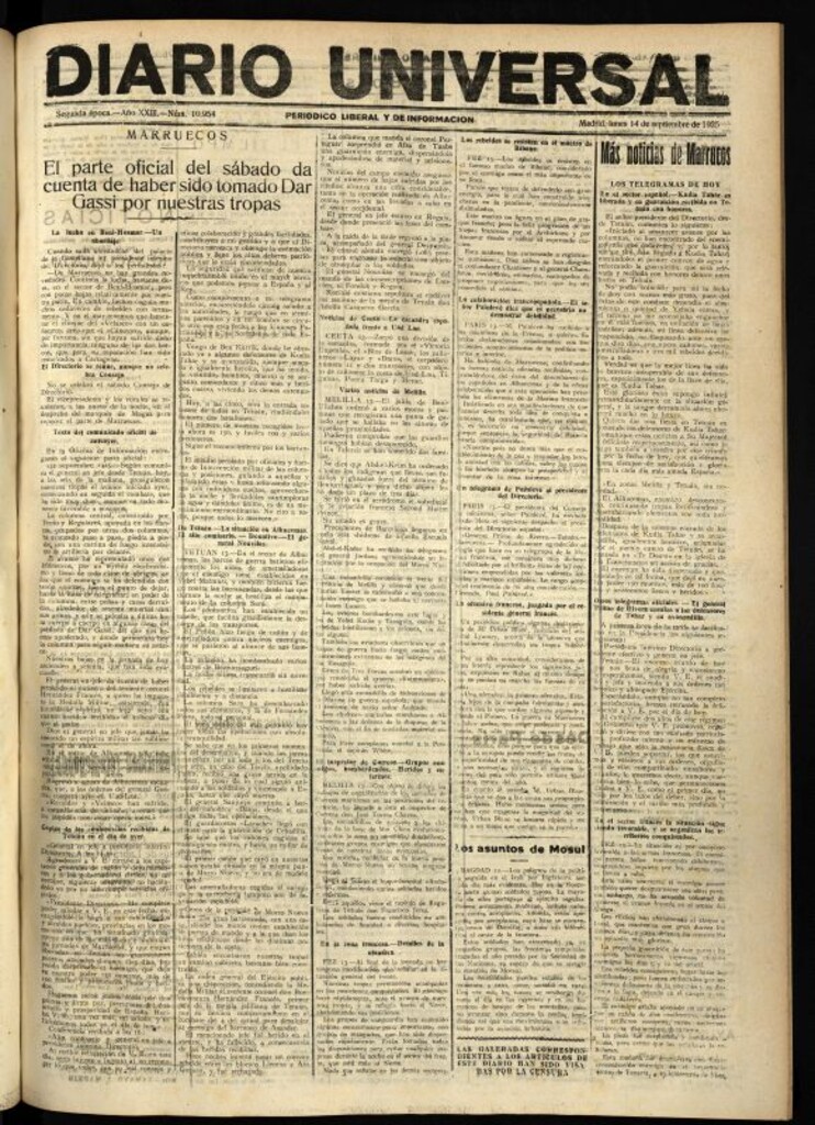 Miniatura de Diario Universal del 14 de septiembre de 1925