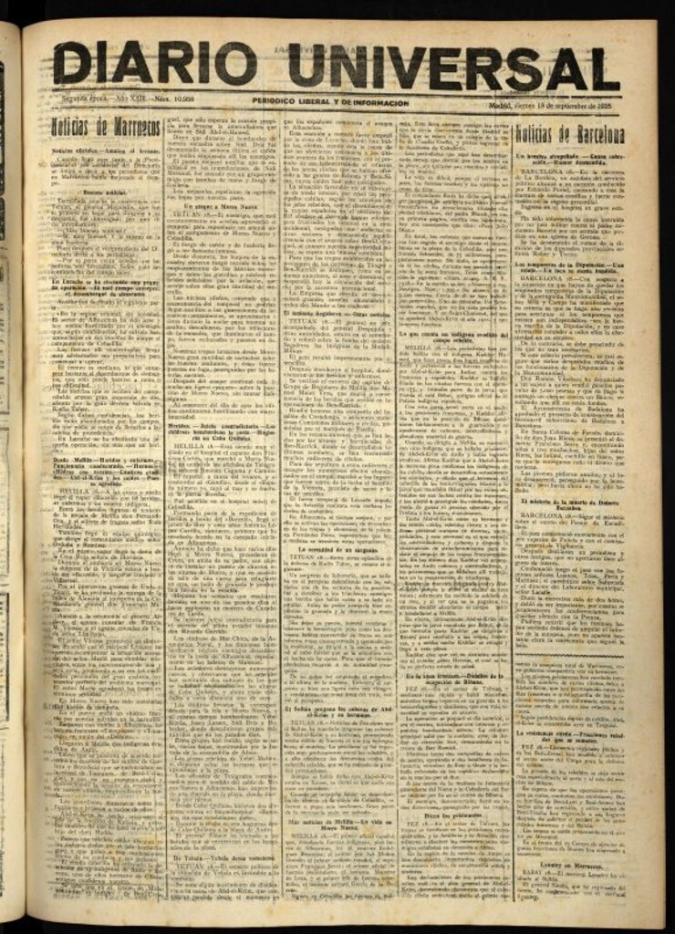 Miniatura de Diario Universal del 18 de septiembre de 1925