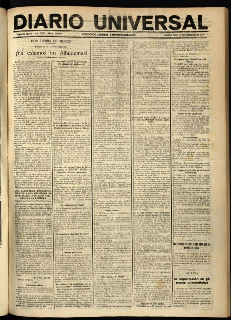 Miniatura de Diario Universal del 21 de septiembre de 1925