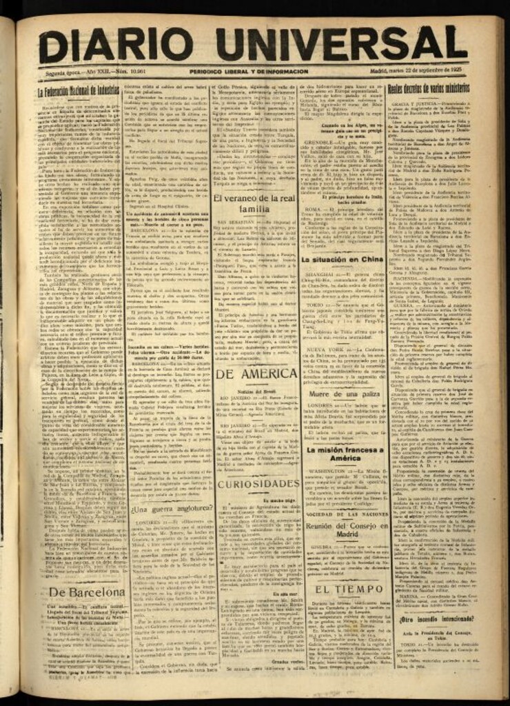 Miniatura de Diario Universal del 22 de septiembre de 1925