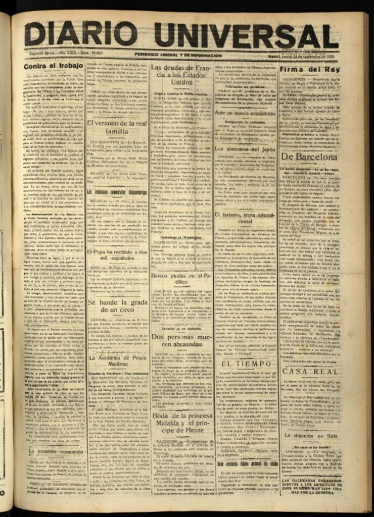 Miniatura de Diario Universal del 24 de septiembre de 1925