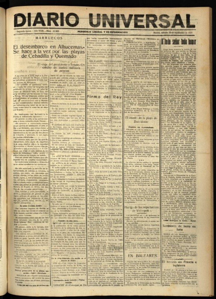 Miniatura de Diario Universal del 26 de septiembre de 1925