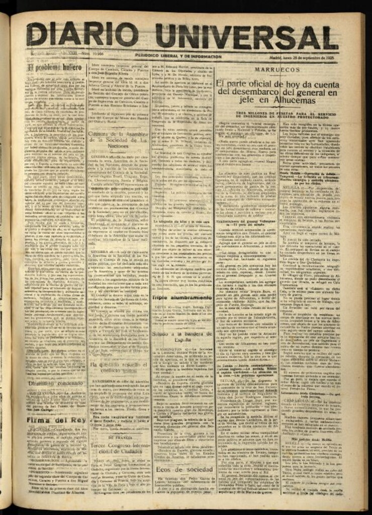 Miniatura de Diario Universal del 28 de septiembre de 1925