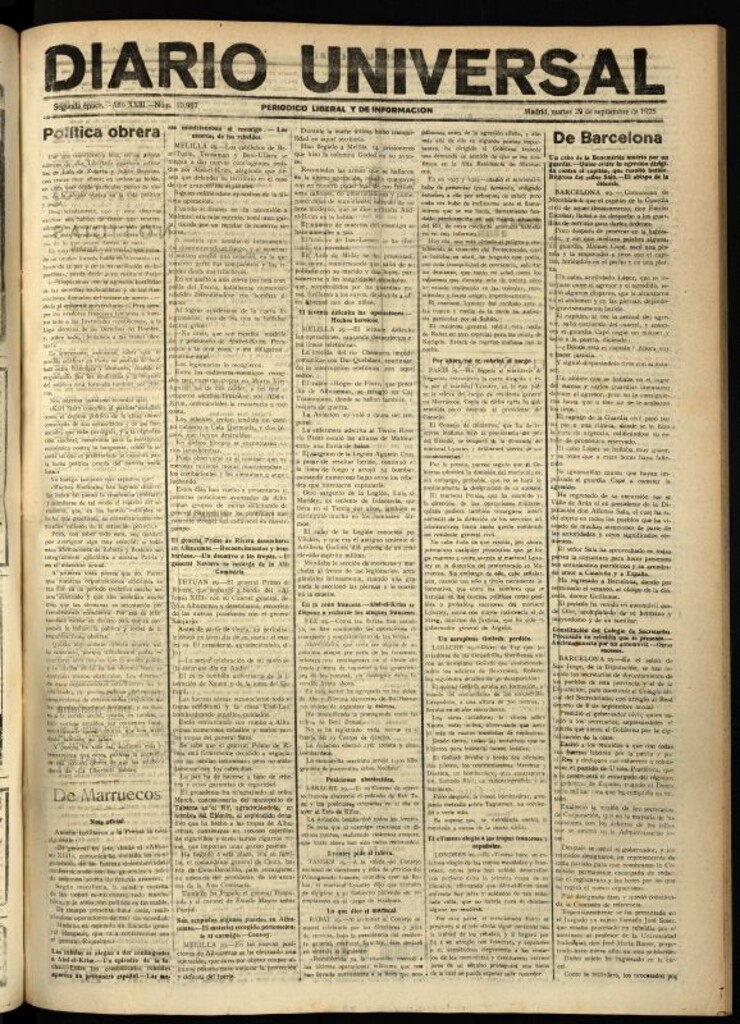 Miniatura de Diario Universal del 29 de septiembre de 1925