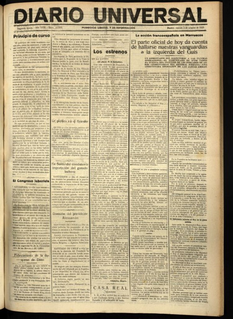 Miniatura de Diario Universal del 2 de octubre de 1925