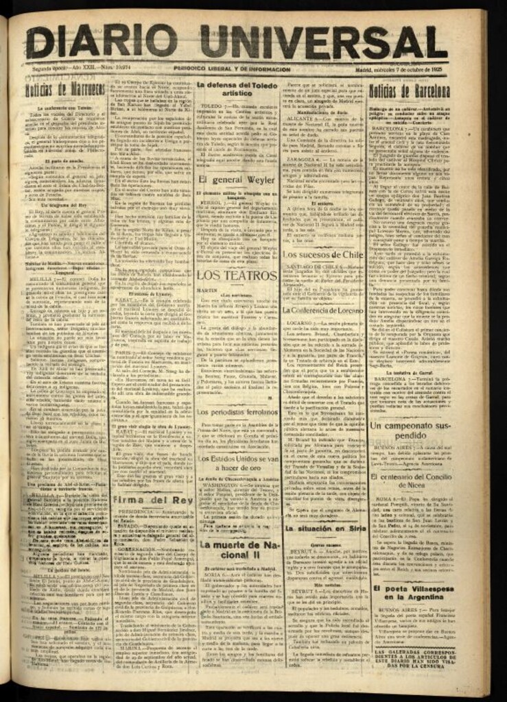 Miniatura de Diario Universal del 7 de octubre de 1925