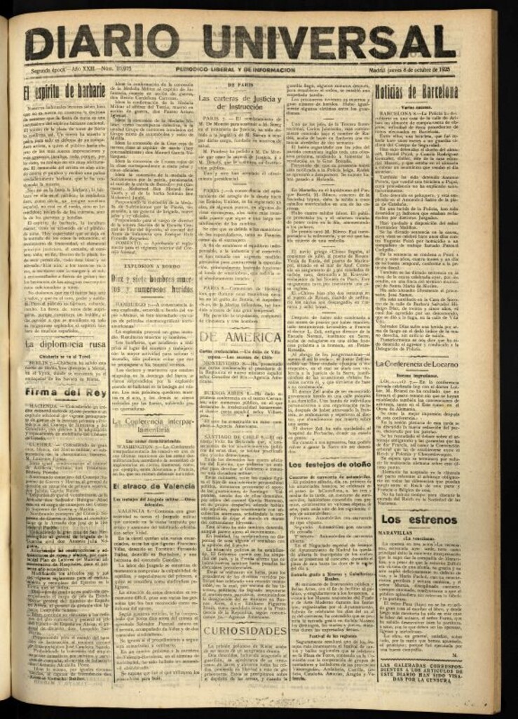 Miniatura de Diario Universal del 8 de octubre de 1925