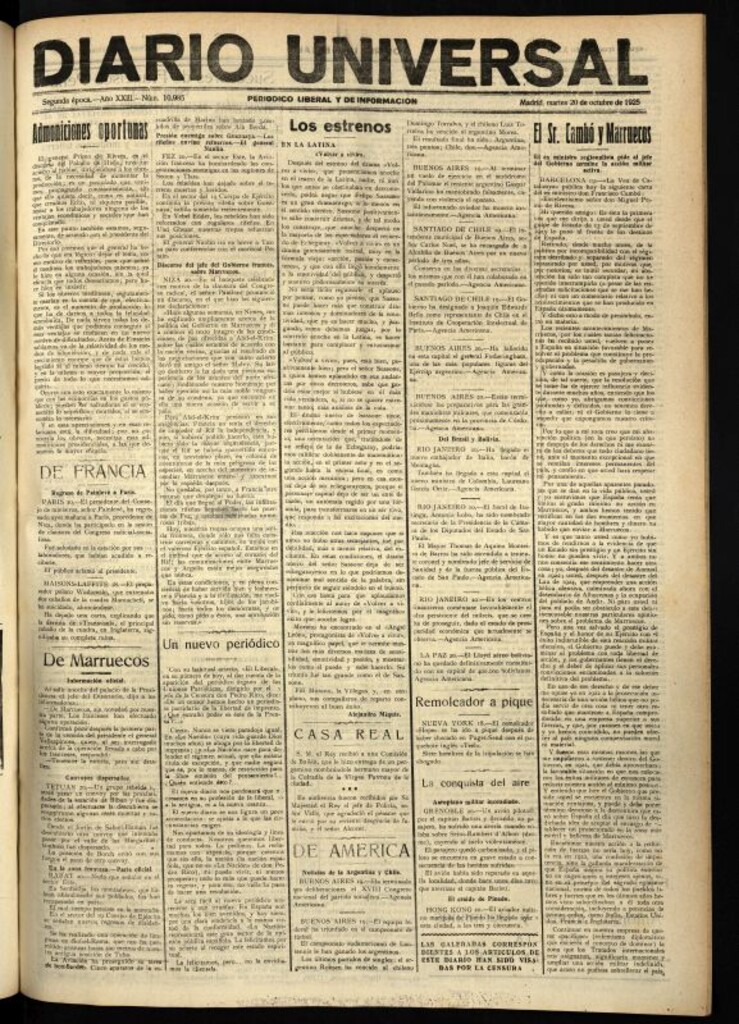 Miniatura de Diario Universal del 20 de octubre de 1925