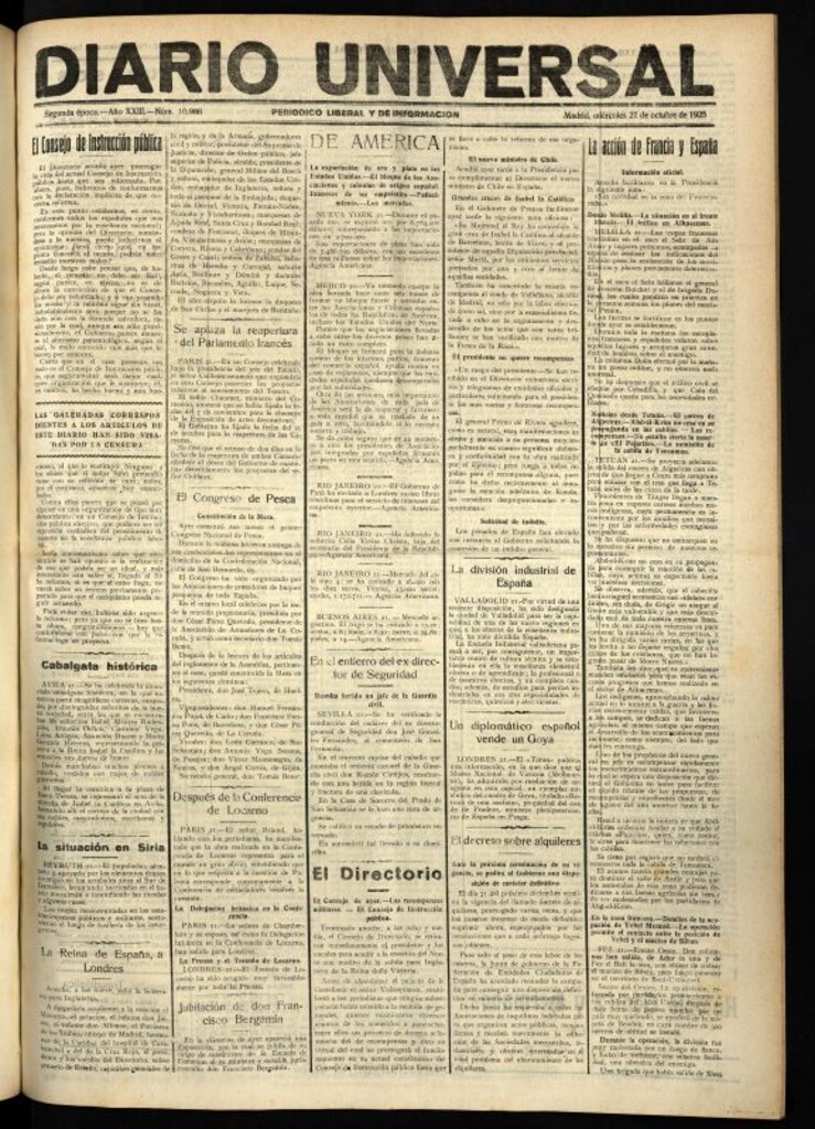 Miniatura de Diario Universal del 21 de octubre de 1925