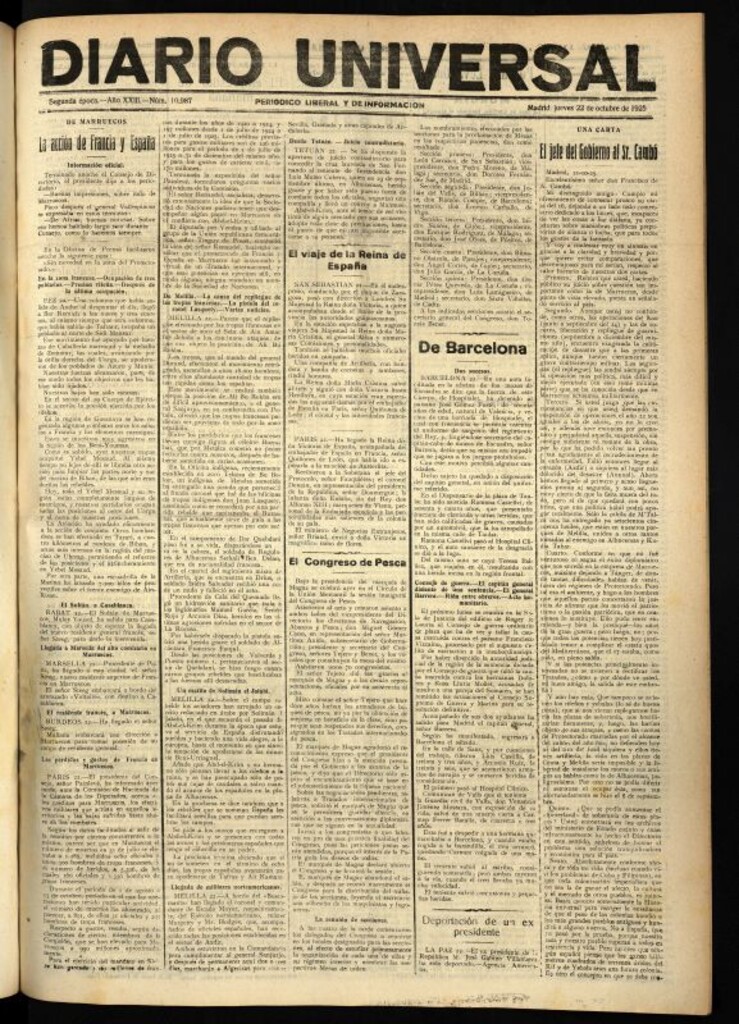 Miniatura de Diario Universal del 22 de octubre de 1925