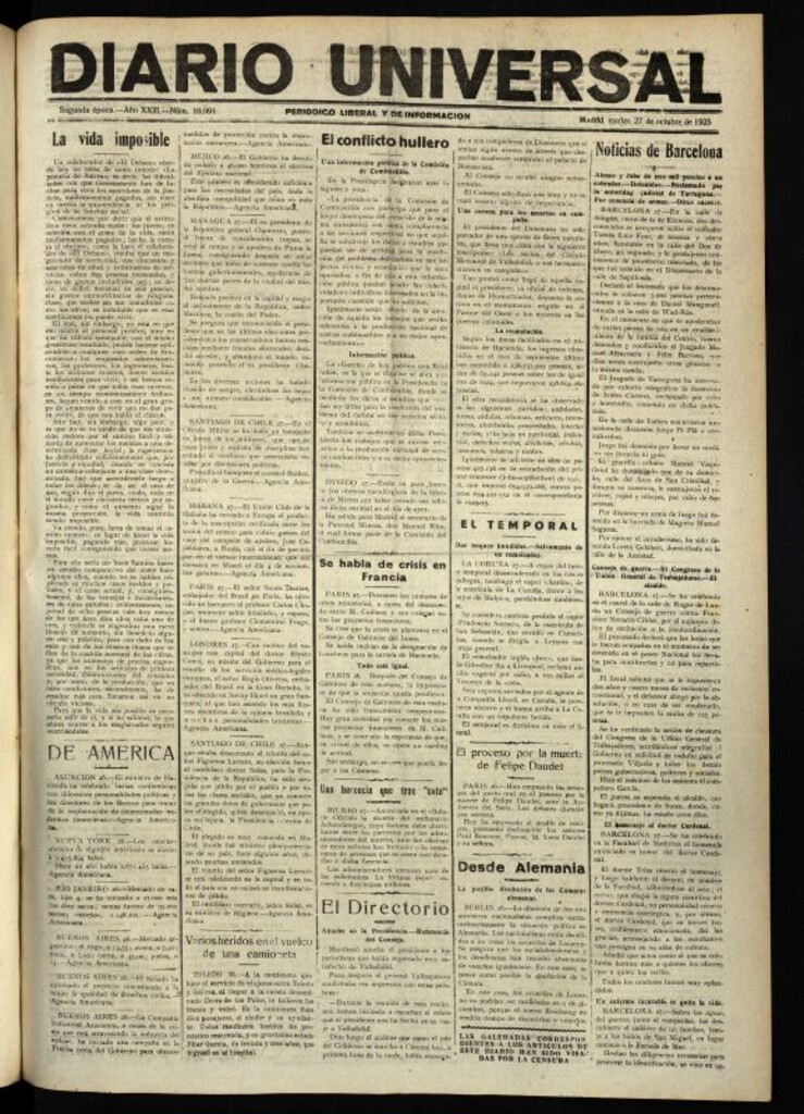 Miniatura de Diario Universal del 27 de octubre de 1925