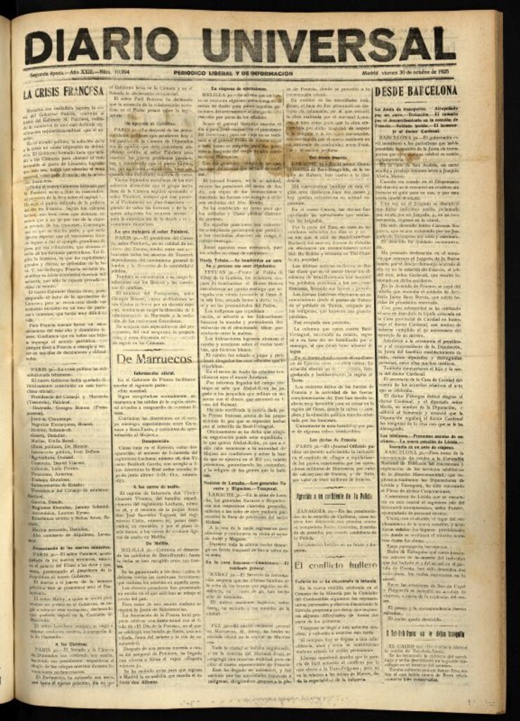 Miniatura de Diario Universal del 30 de octubre de 1925